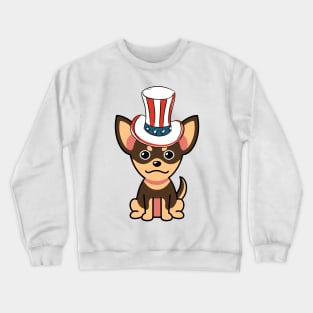 Funny small dog is wearing uncle sam hat Crewneck Sweatshirt